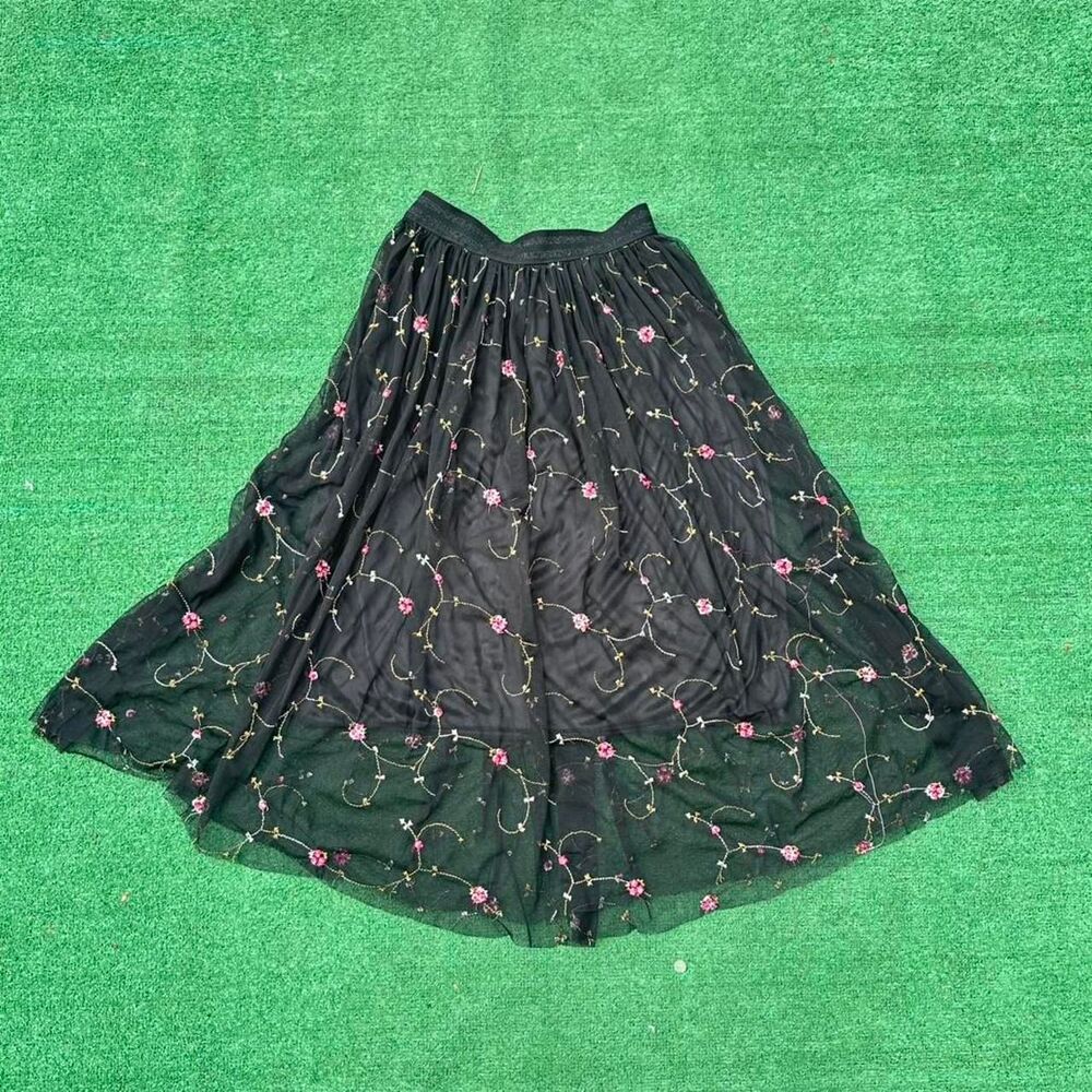 Floral Embroidered Tulle Skirt